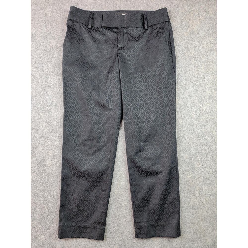 Banana Republic Pants Womens Petite 2 Black Martin Jacquard Dress Ankle Stretch